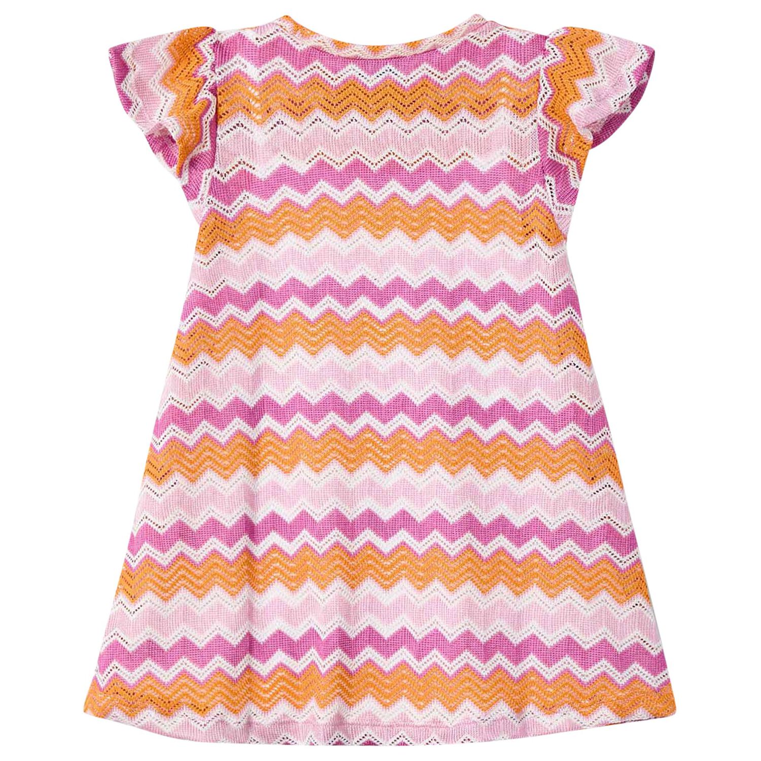 Girls Pink, Purple & Orange Knitted Zigzag Dress, 2, hi-res image number null