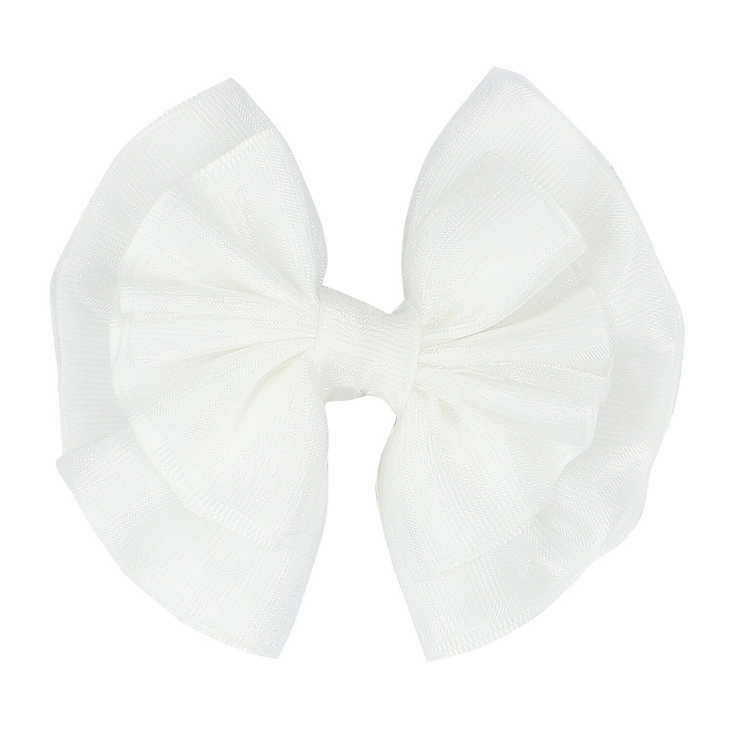 Girls White Tulle Bow Hair Clip, 2, hi-res