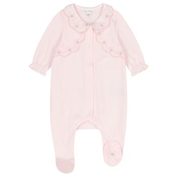 Girls Pink Flower Babygrow