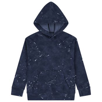 Boys Navy Blue Paint Splatter Hooded Top