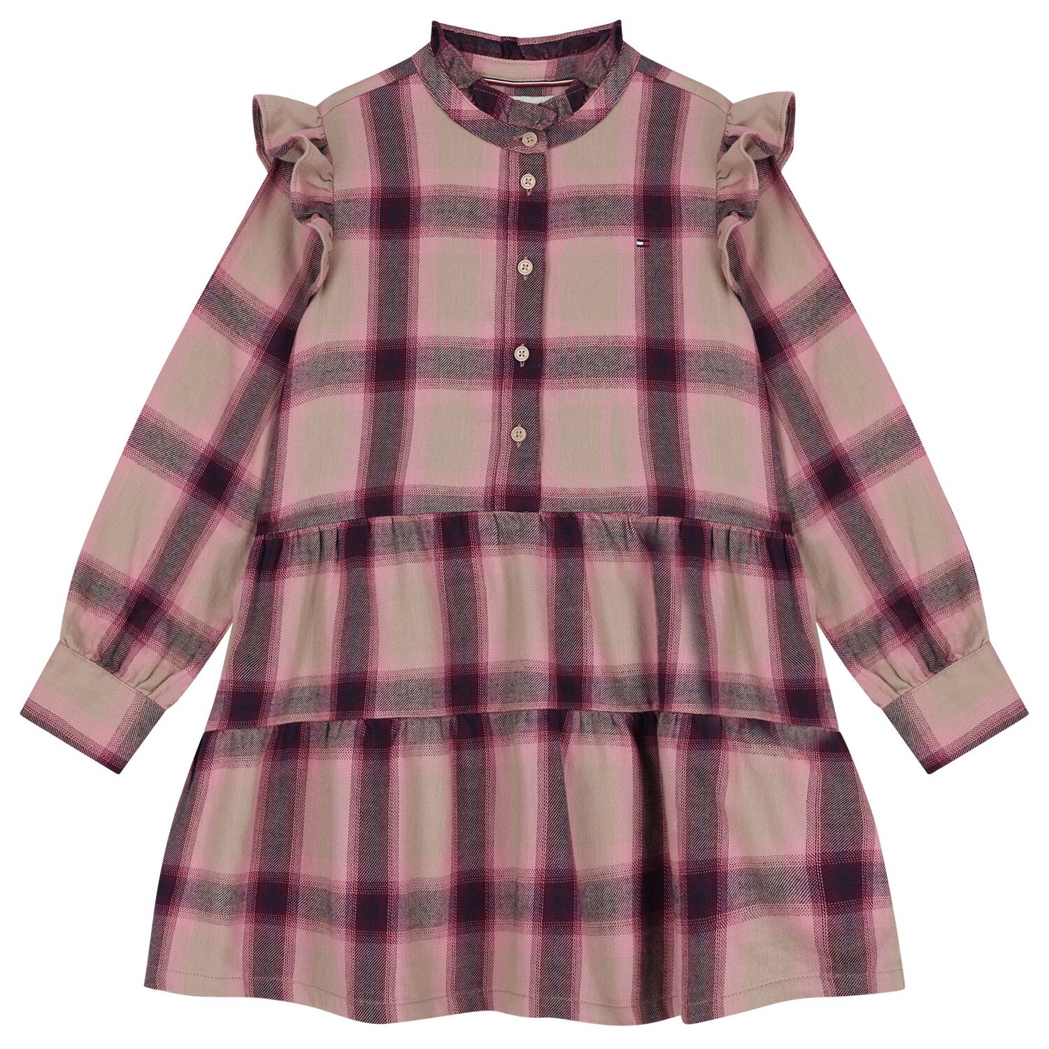 Girls Pink Checked Dress, 1, hi-res