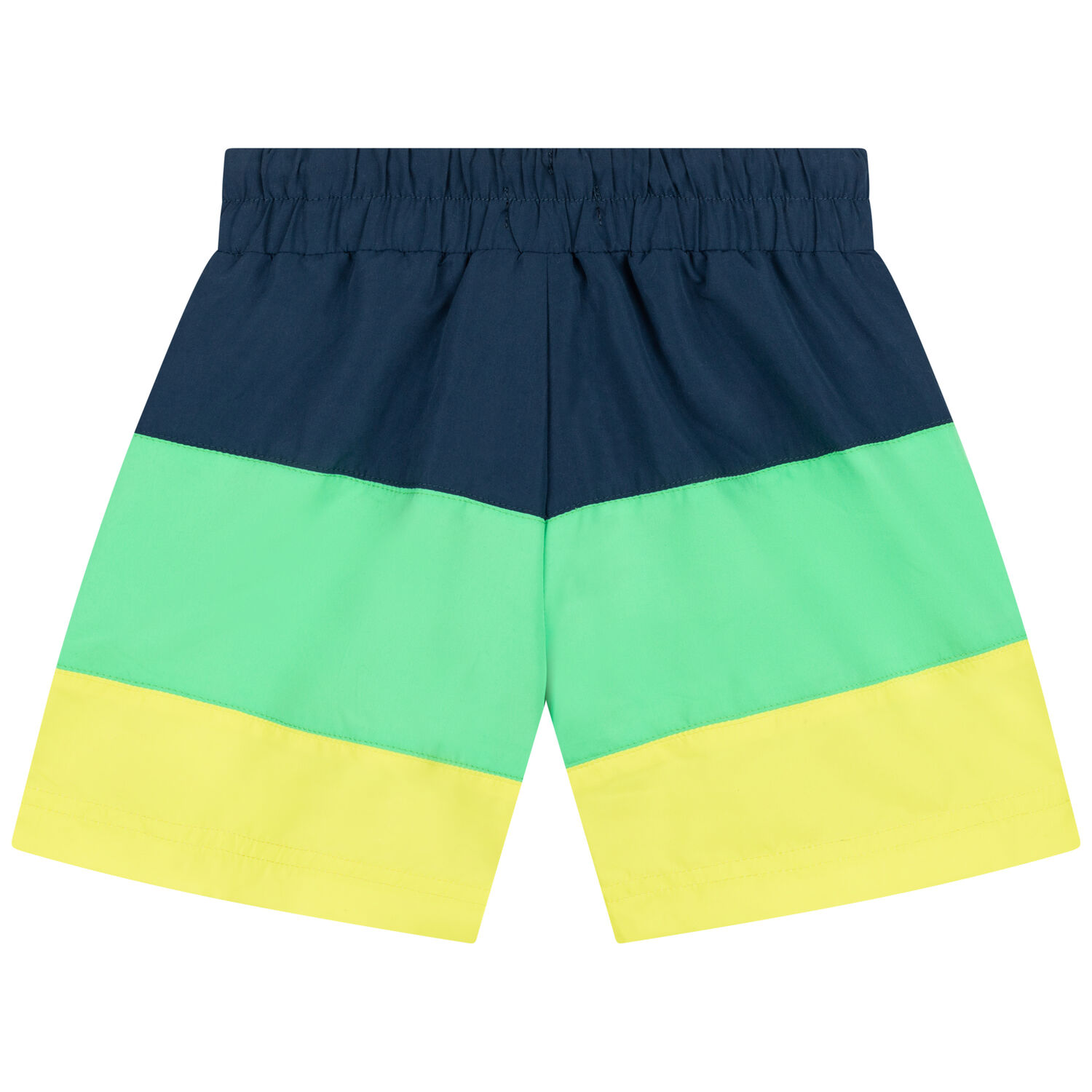 Boys Navy, Green & Yellow Logo Swim Shorts, 1, hi-res