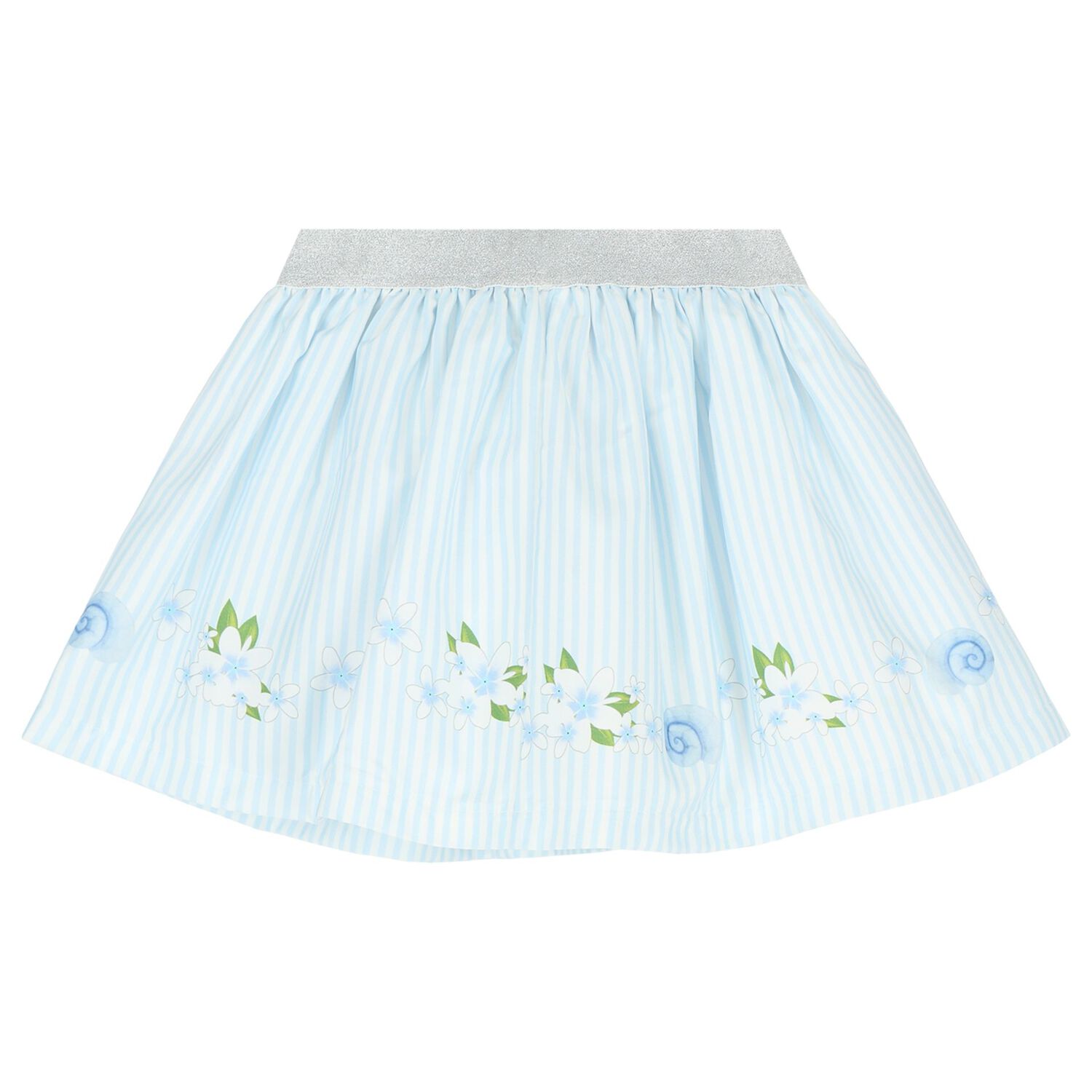 Girls White & Blue Striped Skirt Set, 2, hi-res image number null