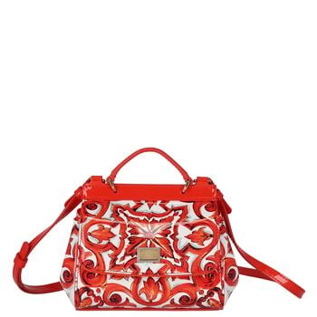 Girls White & Orange Patent Leather Majolica Handbag ( 15cm )