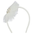 Girls White Tulle Headband, 3, hi-res