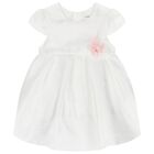 Baby Girls White Flower Satin Dress Set, 1, hi-res