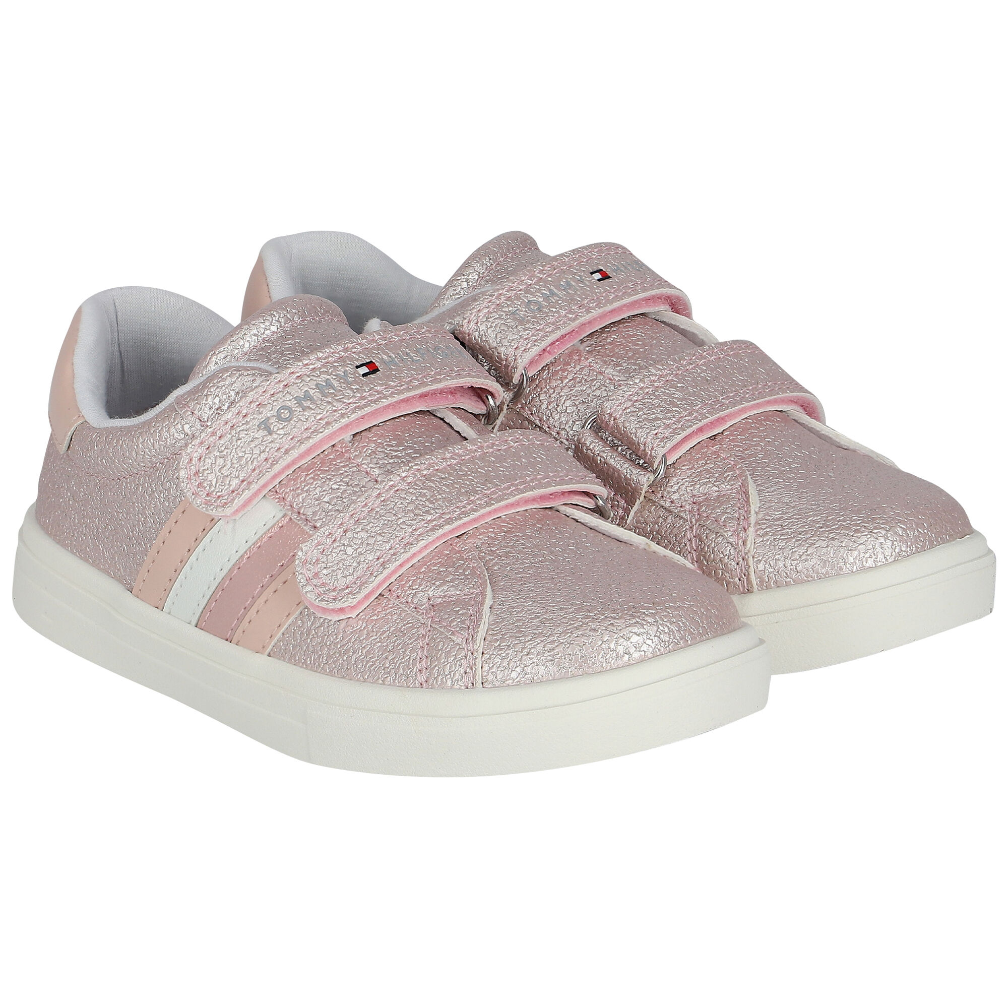 Tommy Hilfiger Girls Pink Glitter Logo Trainers Junior Couture UK