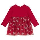 Younger Girls Red Heart Tulle Dress, 1, hi-res