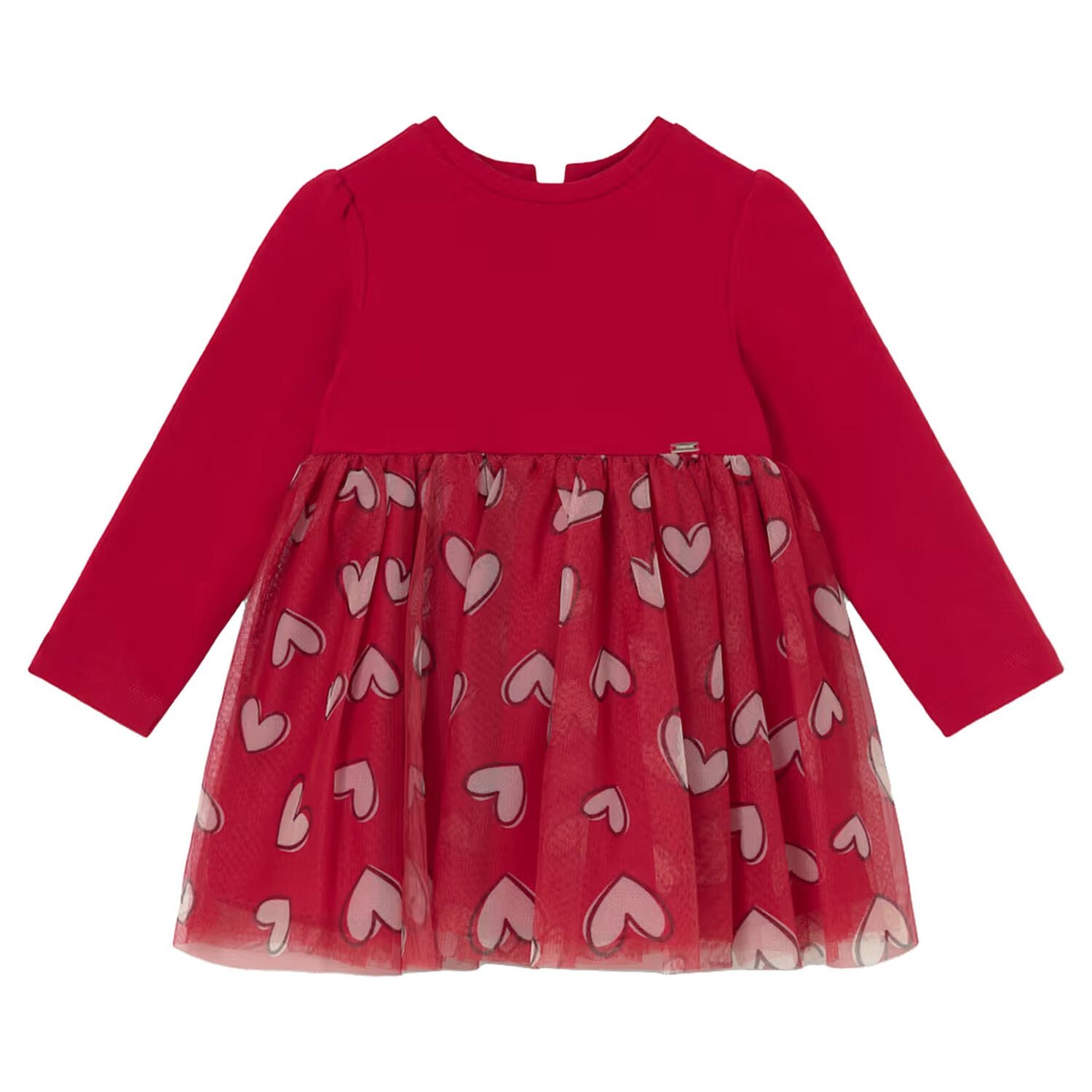 Younger Girls Red Heart Tulle Dress, 1, hi-res