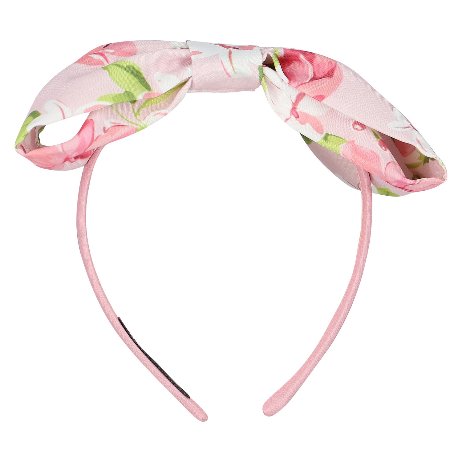 Girls Pink Floral Printed Bow Headband, 1, hi-res