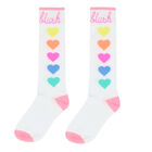 Girls White Logo Socks, 1, hi-res