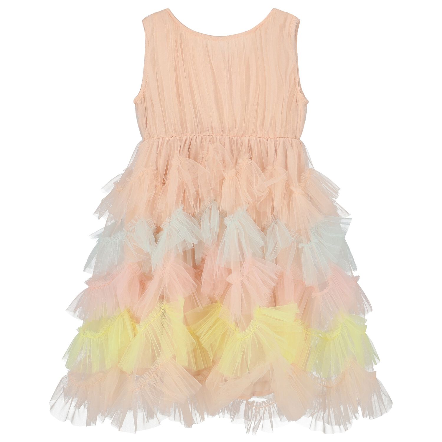 Girls Pink Ruffled Tulle Dress, 1, hi-res image number null