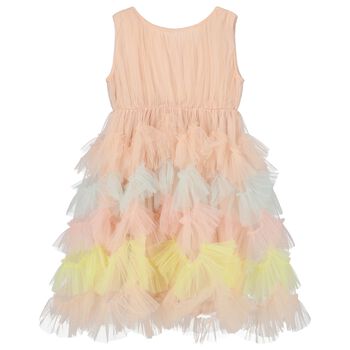 Girls Pink Ruffled Tulle Dress