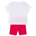 Girls White & Red Cycling Shorts Set, 1, hi-res