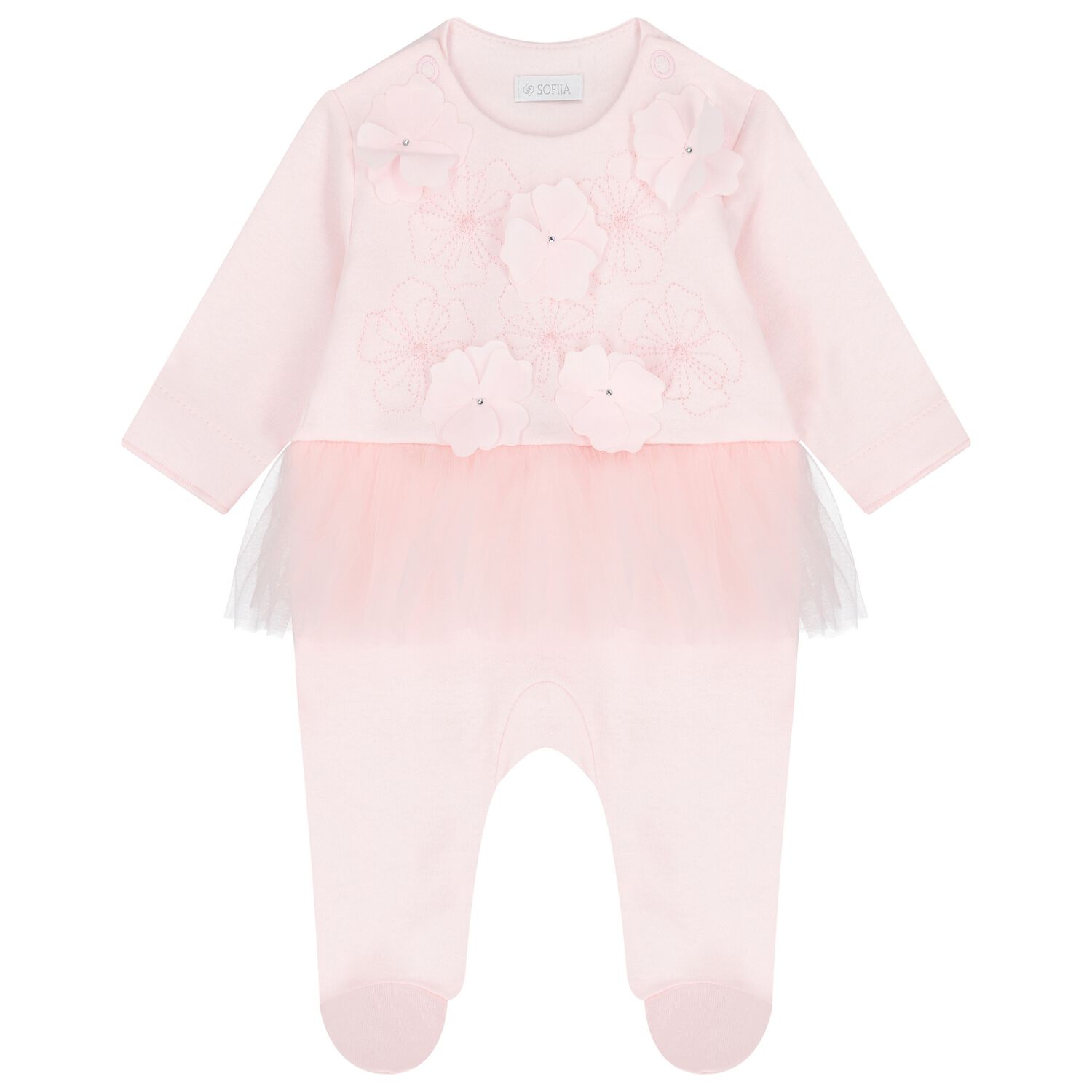 Baby Girls Pink Floral Babygrow, 1, hi-res