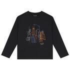 Boys Black Long Sleeve Top, 1, hi-res