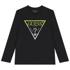 Boys Black Logo Long Sleeve Top, 2, hi-res