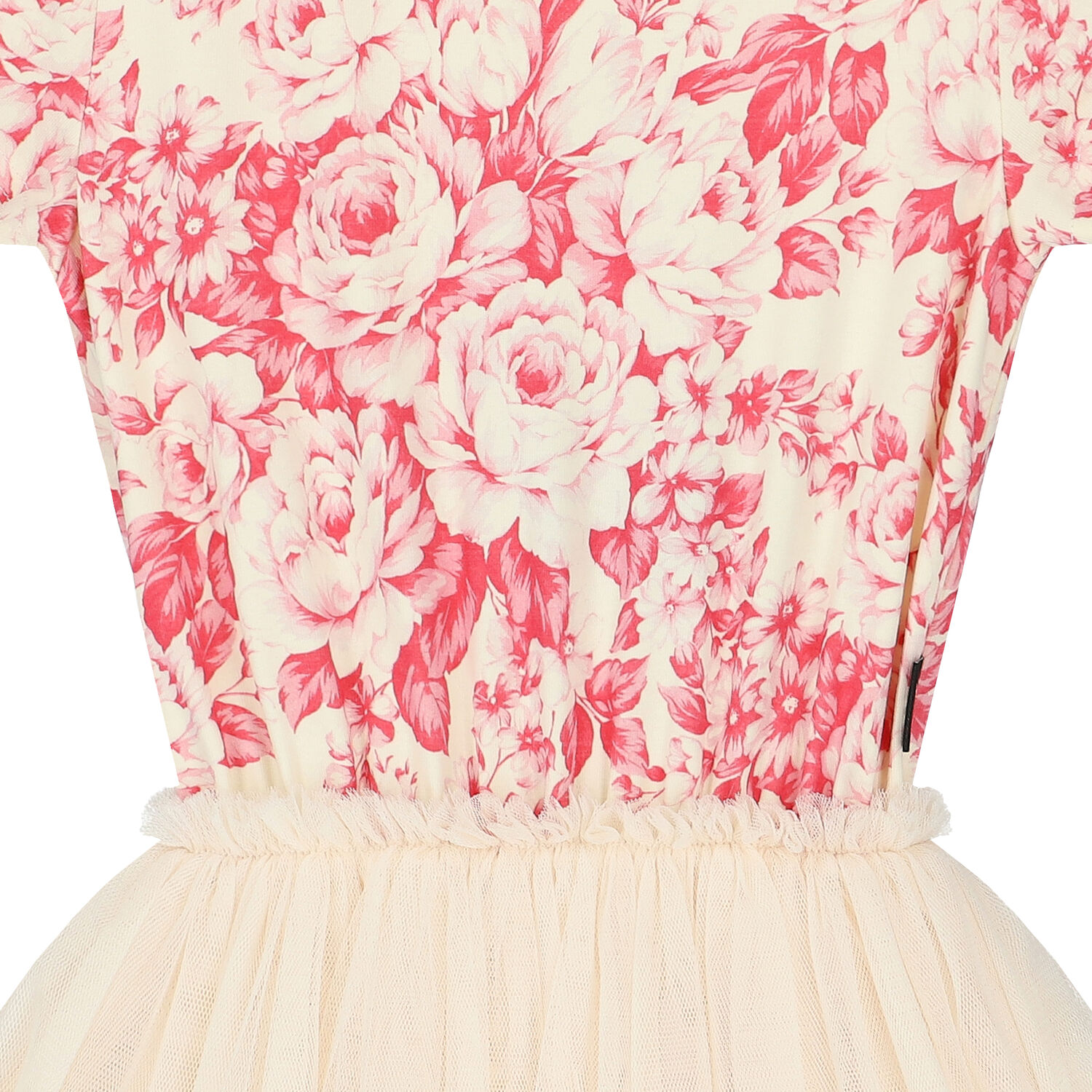 Girls Pink & Ivory Floral Tulle Dress, 1, hi-res