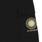 Girls Black Logo Trousers, 1, hi-res