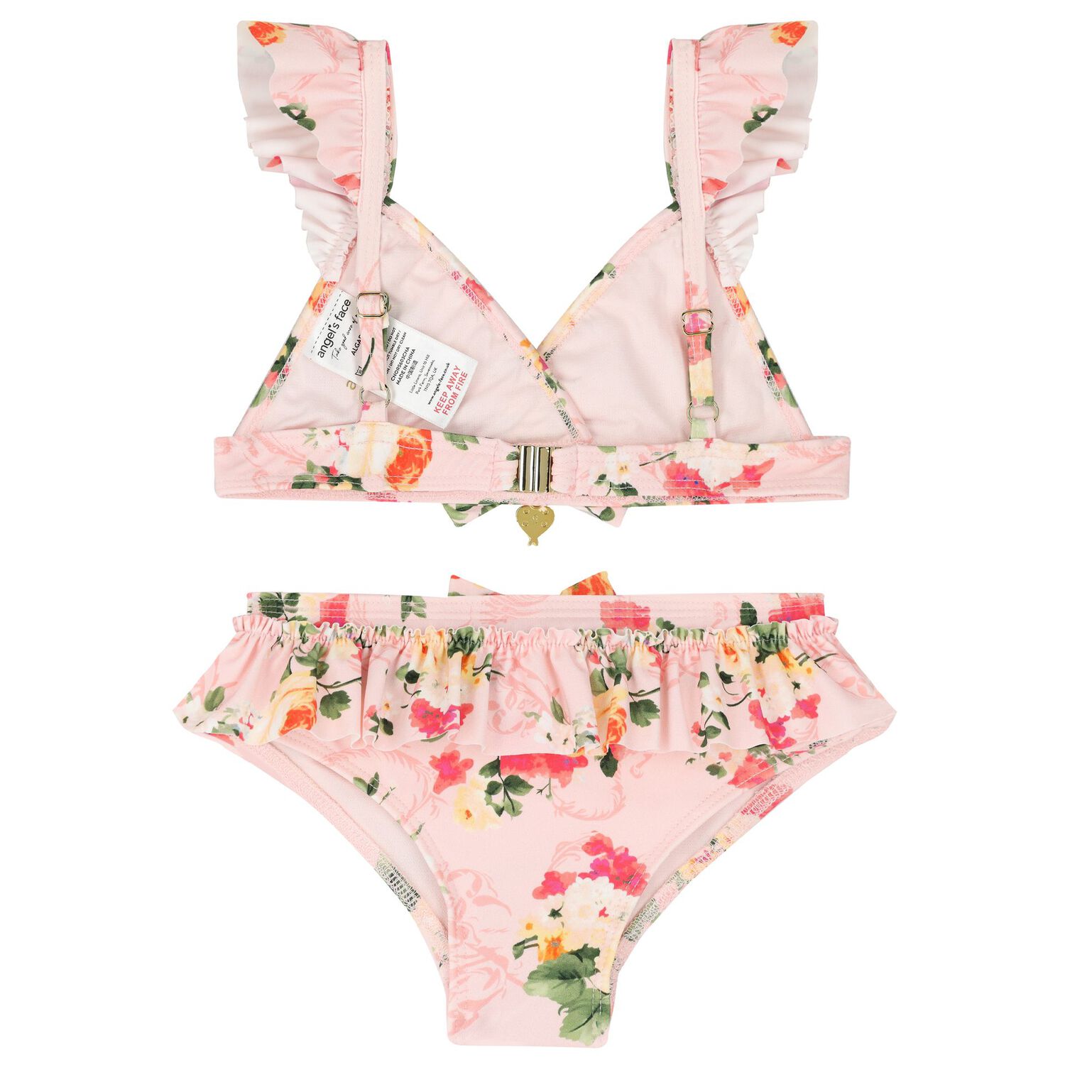 Girls Pink Floral Bikini, 1, hi-res image number null