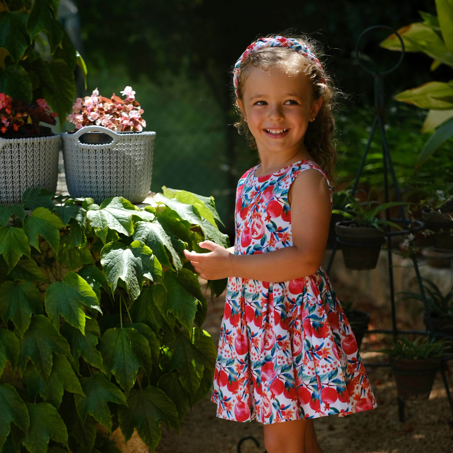 Girls Red Printed Dress, 1, hi-res image number null