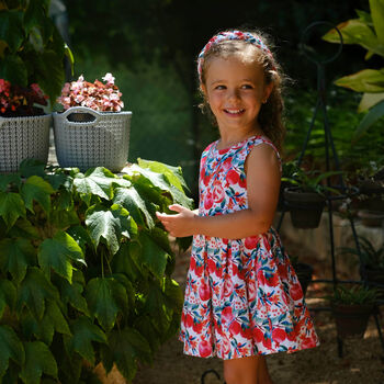 Girls Red Printed Dress