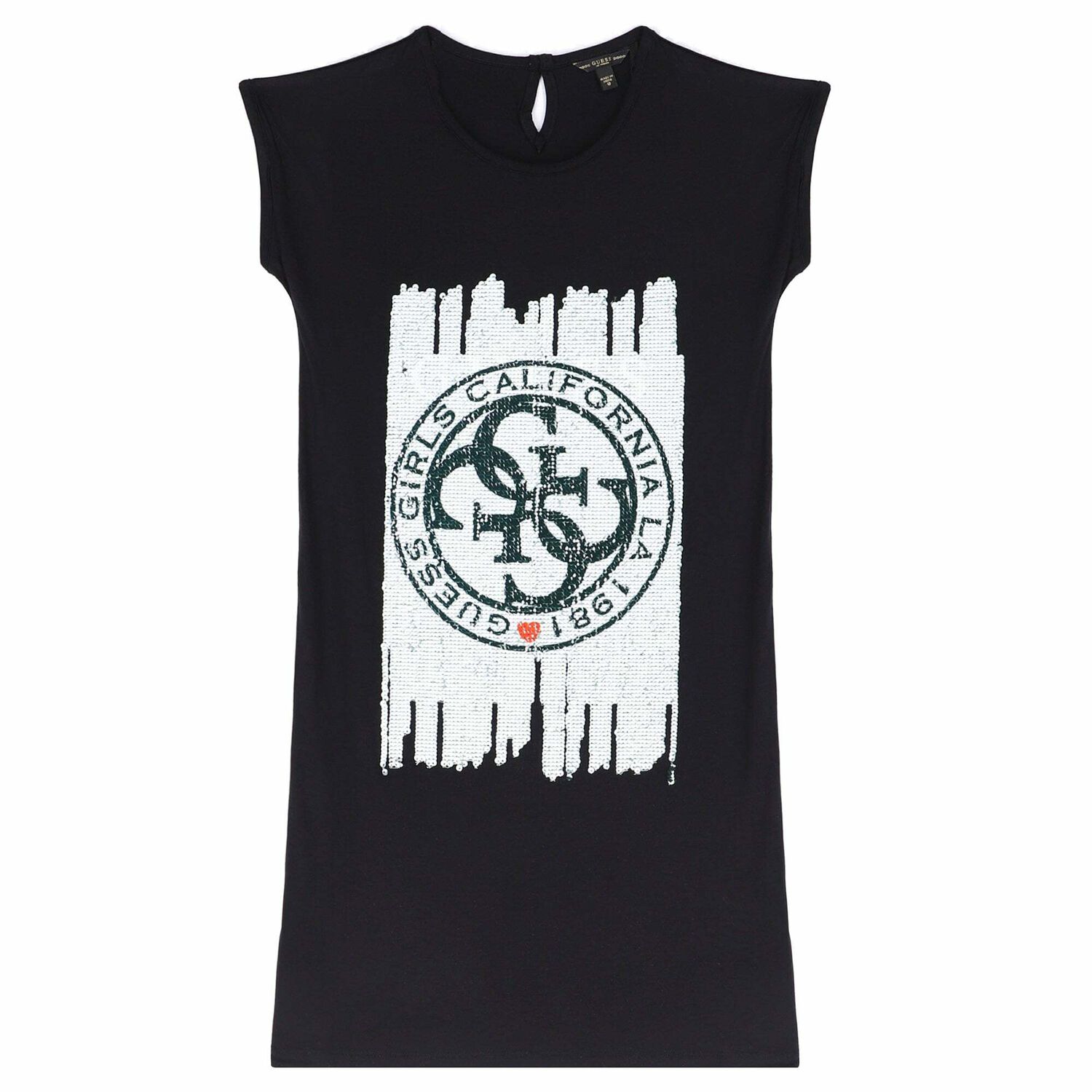 Girls Black Embellished T-Shirt Dress, 1, hi-res image number null