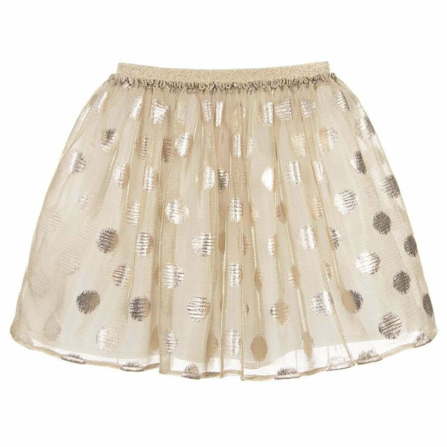 Girls Gold Spotted Tulle Skirt, 1, hi-res image number null