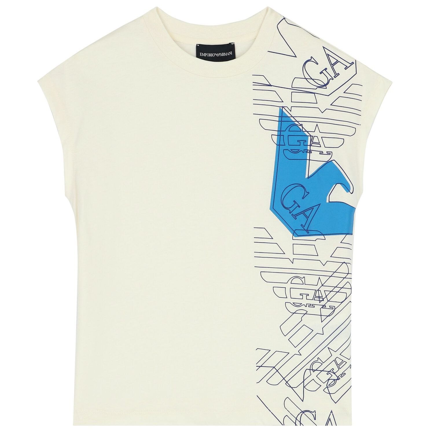 Boys Ivory & Blue Logo Shorts Set, 1, hi-res