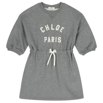 Girls Grey Logo Sweatshirt Dress