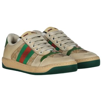 Beige & Green GG Supreme Trainers