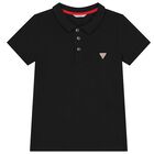 Boys Black Logo Polo Shirt, 2, hi-res