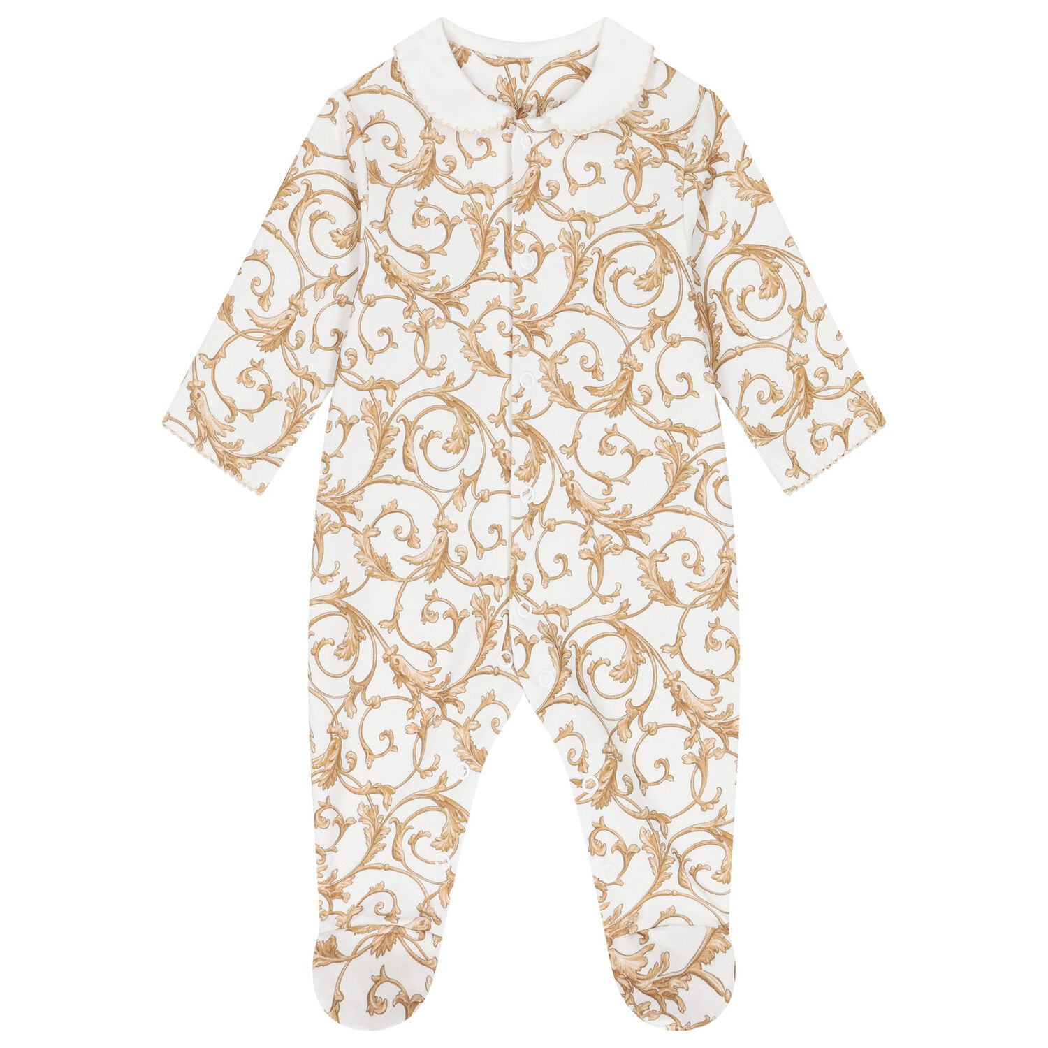 White & Gold Babygrow, 1, hi-res