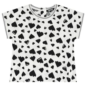 Girls White & Black Heart Blouse