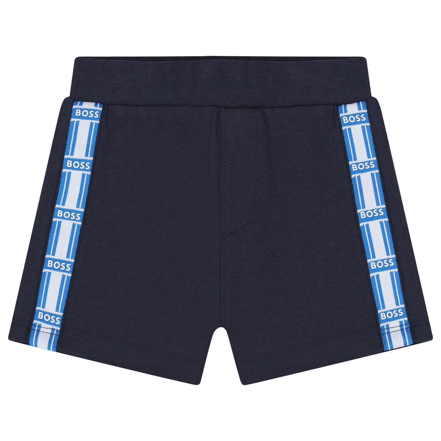 Baby Boys Blue & Navy Blue Logo Shorts Set, 2, hi-res