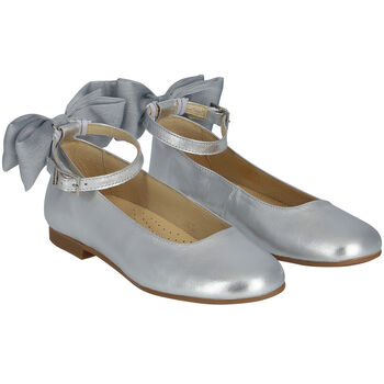 Girls Silver Bow Ballerina Shoes