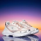 Girls White & Pink Logo Trainers, 1, hi-res