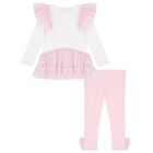 Girls Pink & Ivory Tulle Fairy Wings Leggings Set , 1, hi-res