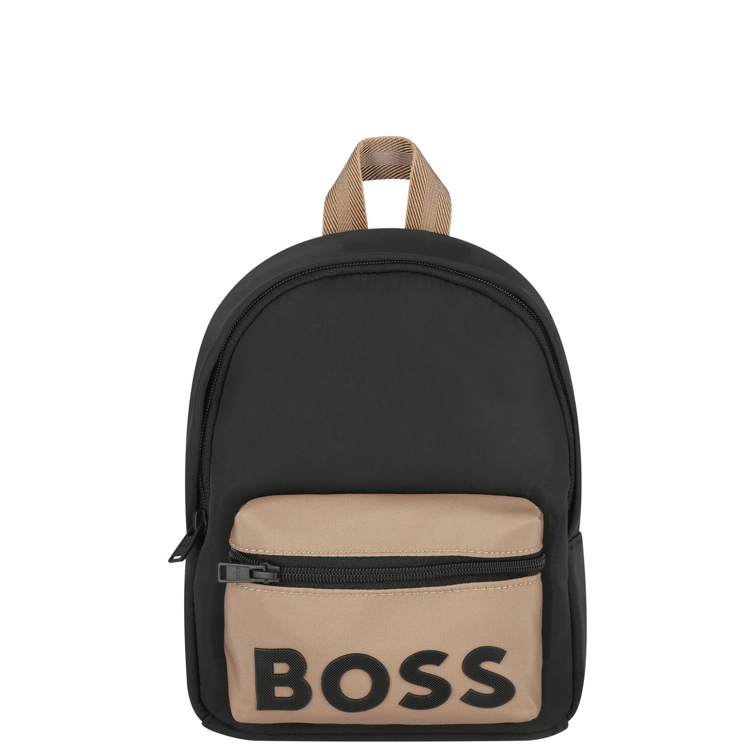 Boys Black & Beige Logo Backpack, 1, hi-res