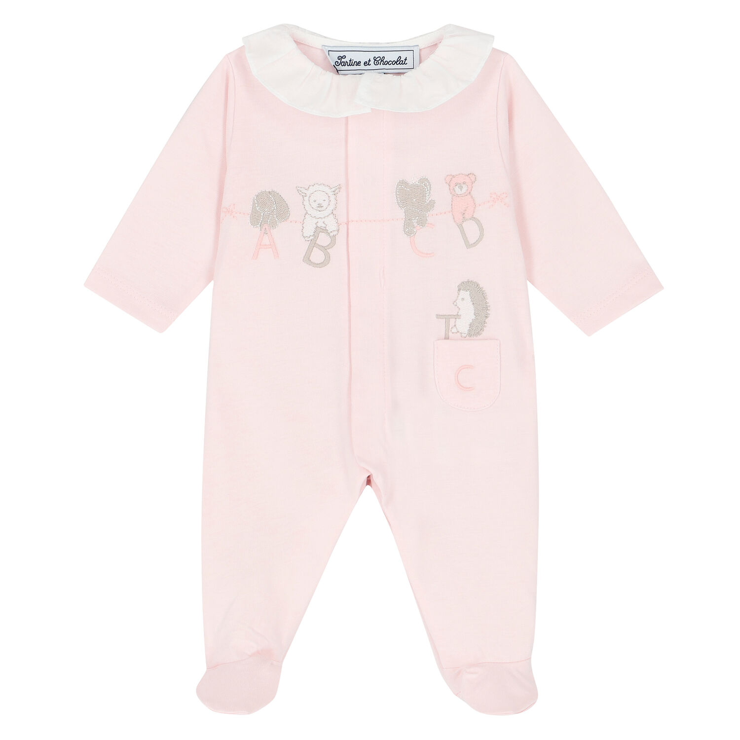 Pink Embroidered Babygrow, 2, hi-res