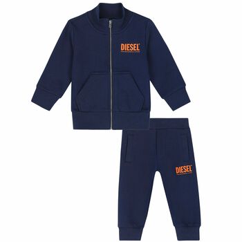 Younger Boys Navy Logo Tracksuit