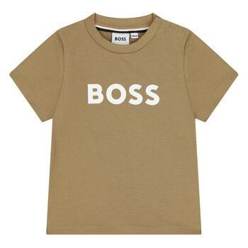 Younger Boys Mini Me Beige Logo T-Shirt