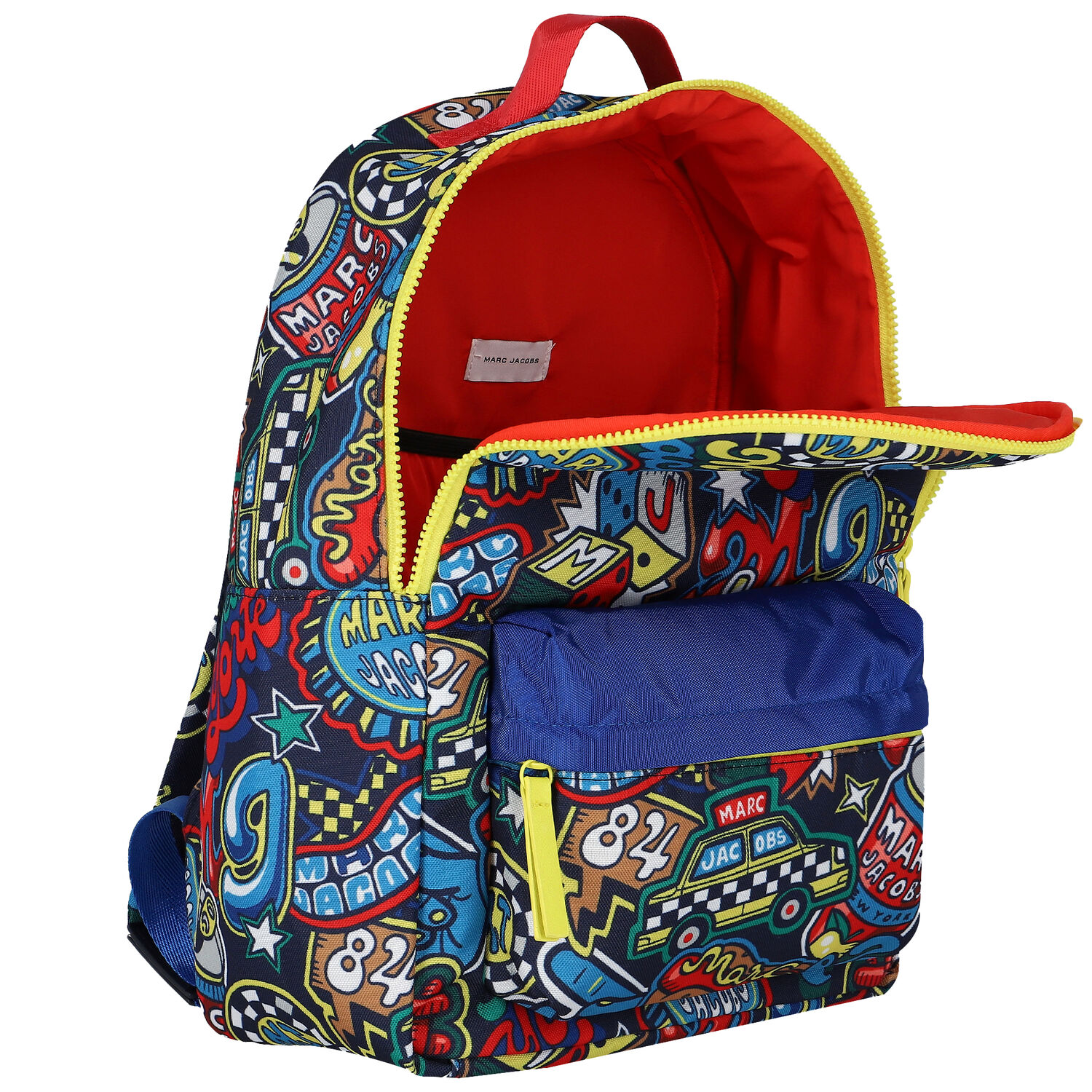 Boys Navy Blue Logo Backpack, 1, hi-res