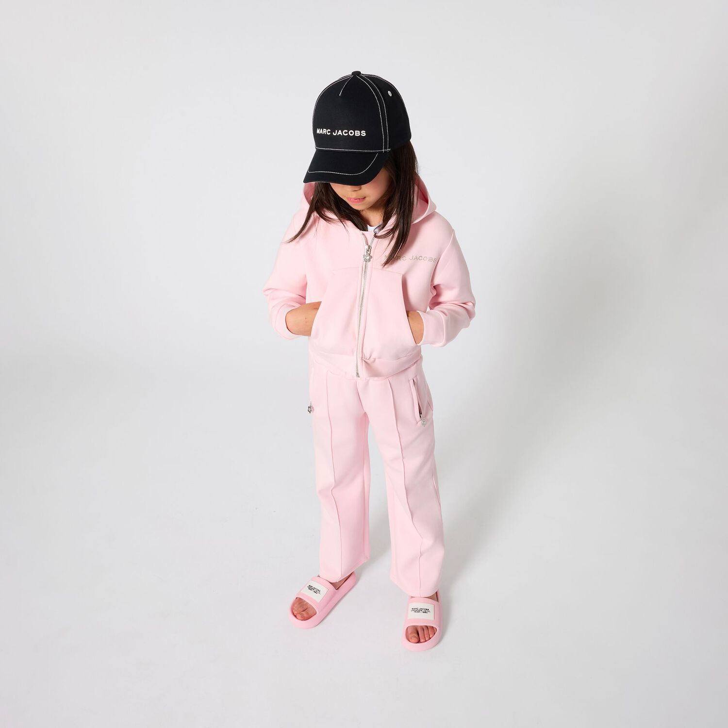 Girls Pink Embellished Logo Joggers, 1, hi-res