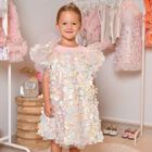 Girls Pink Tulle Flowers Dress, 1, hi-res