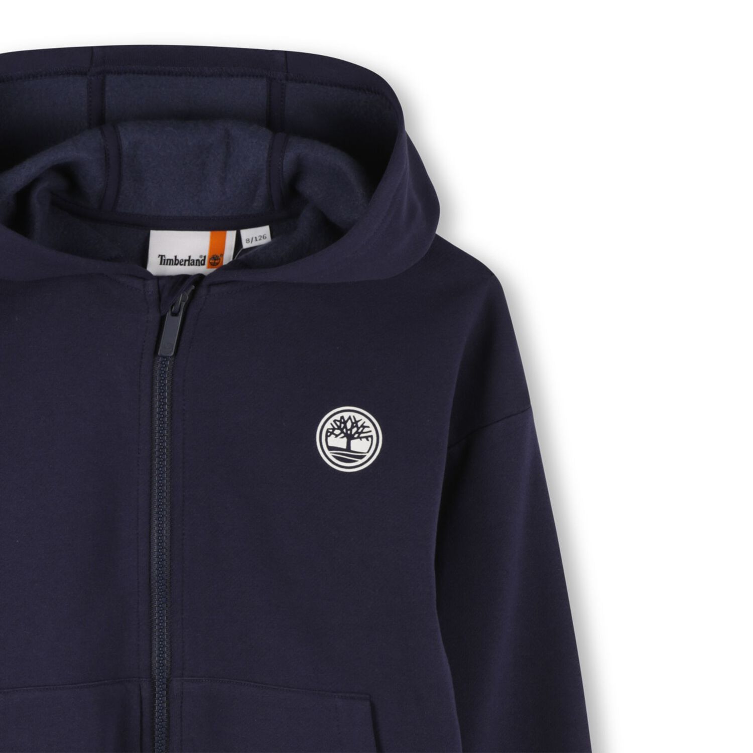Boys Navy Blue Logo Hooded Zip Up Top, 2, hi-res image number null