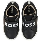 Boys Black Logo Trainers, 1, hi-res
