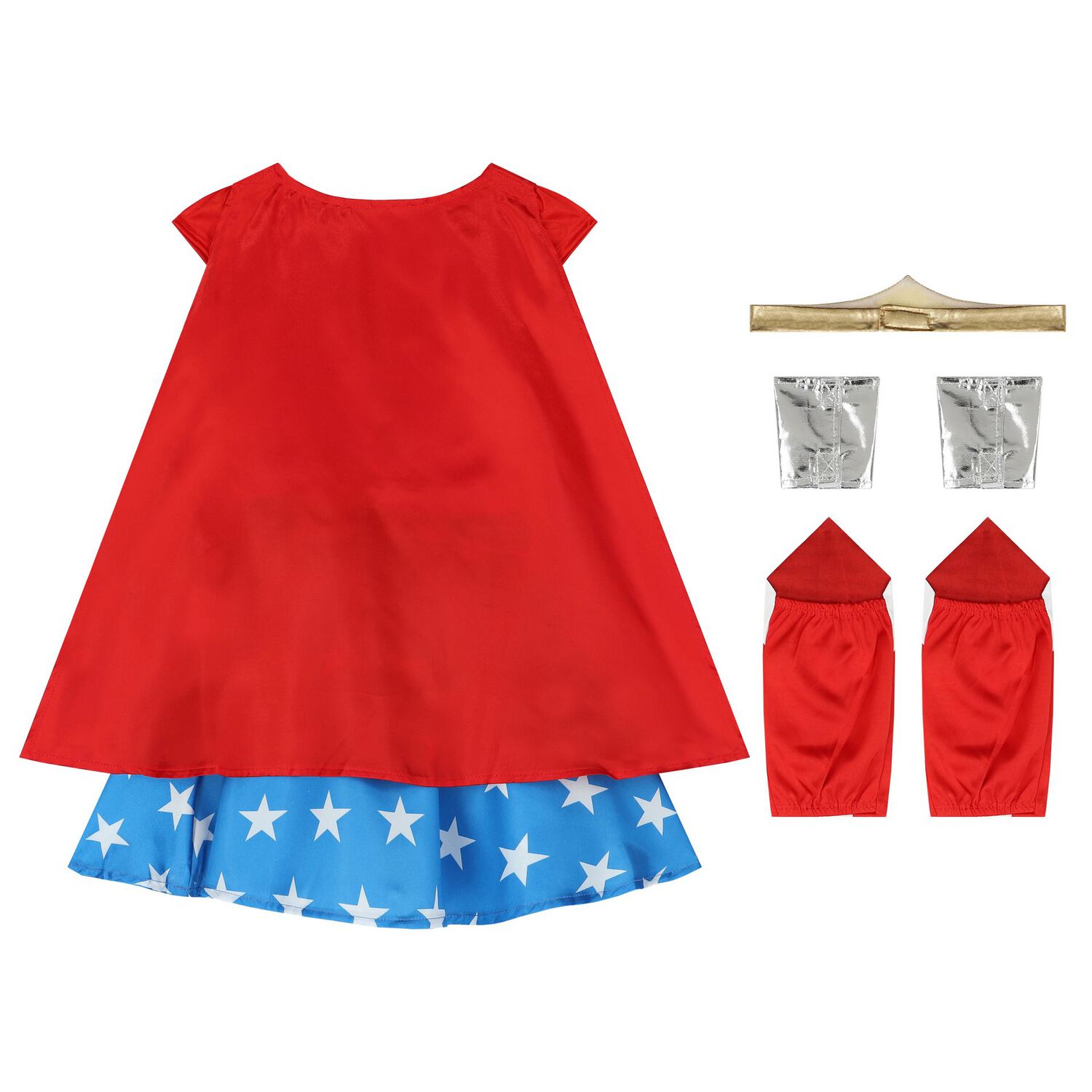Girls Red & Blue Wonder Woman Costume, 1, hi-res