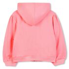 Girls Pink Logo Hooded Zip Up Top, 1, hi-res