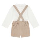 Baby Boys White & Beige Dungaree Set, 1, hi-res